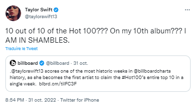 Taylor Swift tweet 01/11/2022