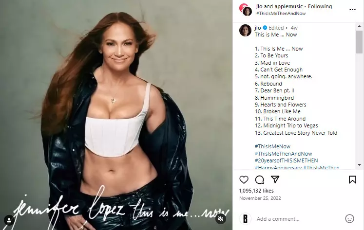 Post de Jennifer Lopez du 25 novembre 2022