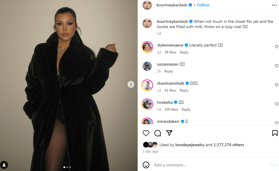 Kourtney Kardashian post-partum
